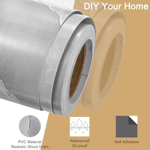Image of uxcell Wood Grain Tape, 2 inch x33 Ft Self Adhesive Wood Grain Repair Patch for Baseboards, Doors, Floor Repair, Furniture Home Decor Cloud Gray