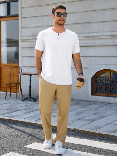 Runcati Herren T-Shirt Sommer Kurzarm Henley Shirt Männer V-Ausschnitt Einfarbig Oberteile Lässige Tops Leicht Basic Tshirts mit Knopfleiste – Bild 4
