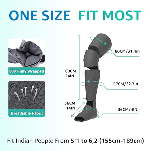 Image of VANTRO Air Compression Leg Massager | 6 Massage Modes | 3 Vibration Levels | Gentle Heat | Auto Pressurization | Timer (15 /20 /25 mins) | Pain Relief for Feet, Calf, Thigh & Knee - Relaxation Gift