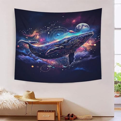 Tapisserie baleine 3D grand format 180x230 cm pour décoration de salon