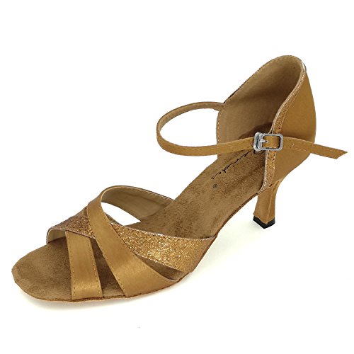 Pierides Women's Peep Toe Sandals Latin Salsa Tango Practice Ballroom Dance Shoes with 2.75