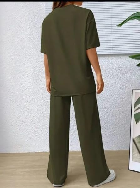 Image of My Swag Women's Casual Co-Ords Set Half Sleeve Loose Fit Printed Summer Cord Set 2 Piece Outfit for Women and Girls