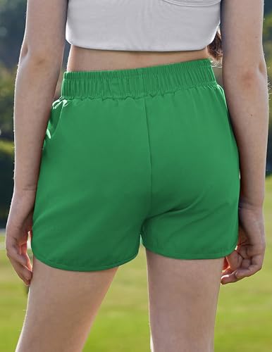 Image of Zaclotre Girls Athletic Shorts with Zipper Pockets High Waisted Running Shorts Soccer Gym Sports Active Short for Kids
