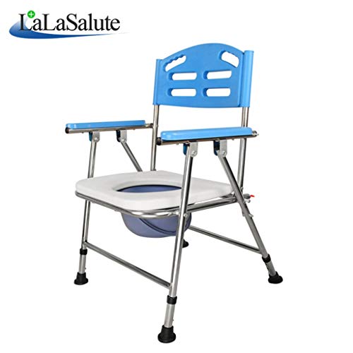 Accessori per sedie da comodo sponda letto Sedia Commode Sedia Pieghevole in Alluminio Blu Sanitaria Sedia Comoda Sedia da Toilette Portatile Bagno Leggero per Anziani disabili (Color : Blue)