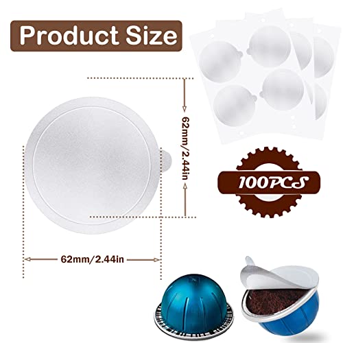 Aluminum Foil Lids, 100 Pcs Aluminum Lids Seals Foil Lids Compatible With Nespresso Capsules Vertuoline Coffee Pods Nespresso Vertuo Refillable Pods Vertuoline Capsules Vertuo Pods #TOP1