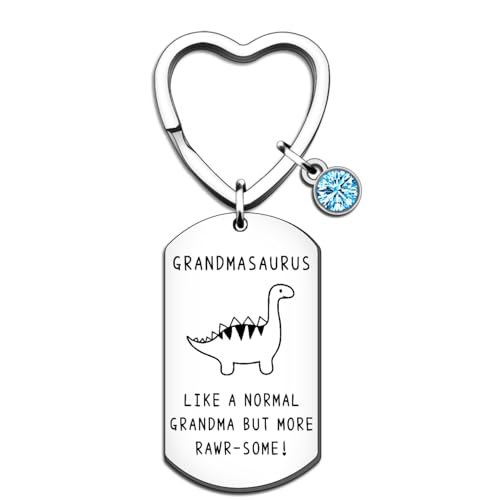 QMVMV Funny Grandmasaurus Gifts Grandma Keyring from Granddaughter Grandson Birthday Christmas Thanksgiving Mother's Day Gifts for Grandma