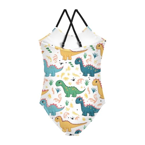 Cute Dinosaurs Girls One Piece Swimsuits Sport Halter Swimwear Beach Bathing Suit 3T2
