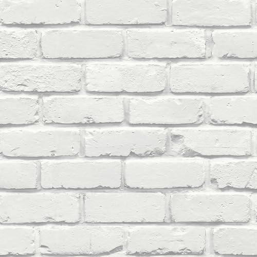 Fine Decor FD43600 - Papel pintado de ladrillo, color blanco