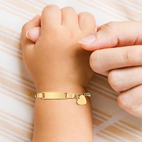 MEALGUET Personalized Child ID Bracelet : 18K Gold Plated Stainless Steel Custom Name ID Plate Bar Bracelet for Children Toddler from Mom, Engraved Kid Name for Daughter Son,Customized Birthday Gift4