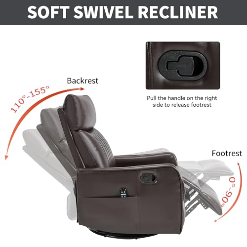 Sillón masaje reclinable piel sintética marrón miniatura 4