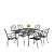 SOLAURA 7-Piece Outdoor Patio Dining Set, 6 Person Outside Table and Chairs Set, Metal Stacked Chairs of 6, Slat Table Top with 1.57" Umbrella Hole (Black)