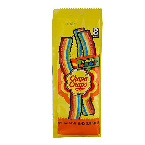 Image of Chupa Chups Sour Belt Soft Candy - Mixed Fruit, 57.6 grams Pouch