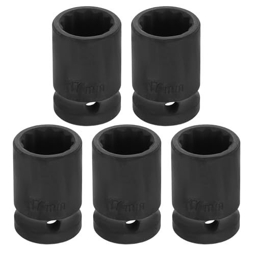 Image of HARFINGTON 5pcs 1 /2 inch Drive x 17mm Shallow Impact Socket 12-Point Metric CR-V Steel Spindle Nut Impact Flip Sleeve for Home Auto Nuts Bolts Repair