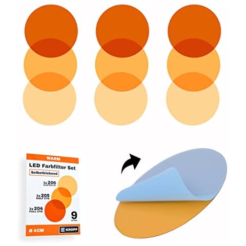 KROPP Filtros de Color Autoadhesivos LED ⌀4CM 9 Piezas Cover