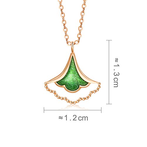 Image of CHOW SANG SANG Delicate Gold 18K Rose Gold Enamel Gingko Leaf Bracelet, Necklace for Women 92255B 92255N