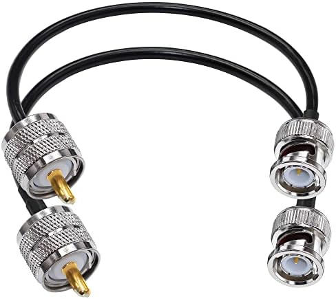 TUOLNK BNC to UHF Jumper Cable RG58 BNC Male Plug to PL259 SO239 Male Extension Cable 12inch (30cm) 50 ohm for CB Radio PL 259 to BNC Pigtail Coaxial Cable 2 Pack