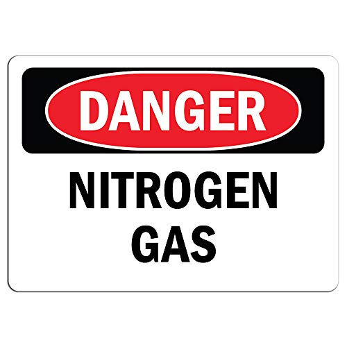 Danger Sign - Nitrogen Gas | Label Decal Sticker Retail Store Sign Sticks to Any Surface 8"
