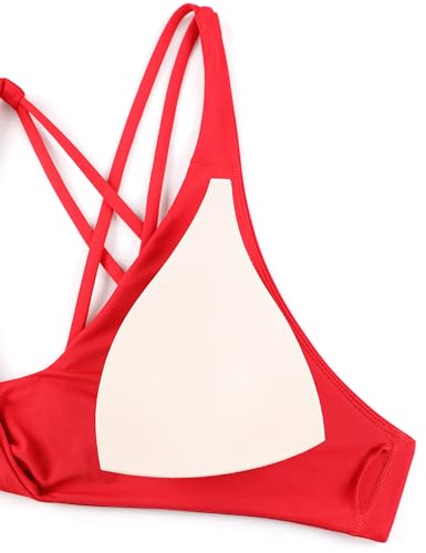 Image of CRZ YOGA Twist Front Bikini Tops | Removable Pads, A-C Cup, V Neck, Criss Cross Back, Swim, Bathing Suit Bra for Women