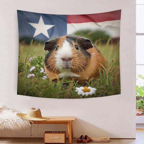 Tapisserie cochon d'Inde effet 3D grand format en tissu imprimé d'art mural moderne