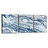 Abstract Wall Art Bedroom Wall Décor 3 Piece Blue Beach Ocean Picture Coastal Theme Nautical Sea...