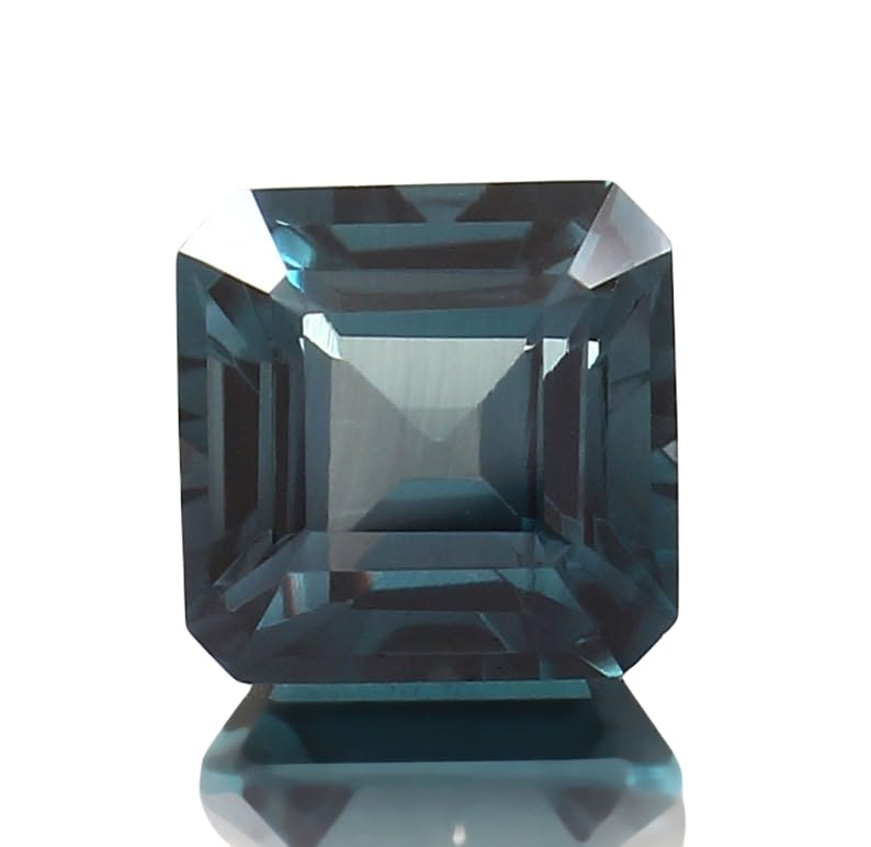 Tourmaline indicolite bleue de taille Asscher, gemme rare pour haute joaillerie