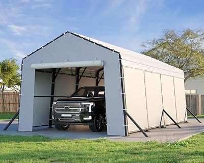 Jocisland 12x20x10.5 FT Heavy Duty Metal Carport, All-Weather Car Canopy with Waterproof Removable Sidewalls, Reinforced Base & Galvanized Steel Roof, Car Shelter for Cars, Boats, Trucks