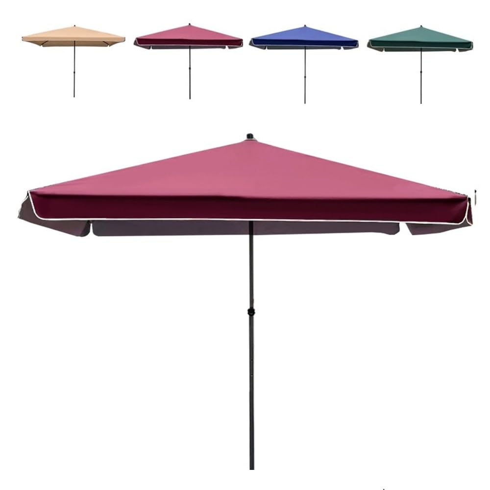 Grande Ombrellone da Giardino 2x2m 2.2x2.8m 3x3m Quadrato Ombrellone da Spiaggia Protezione UV Ombrellone da Piscina Rettangolare per Gazebo, Mercati, Terrazza(Burgundy,1.8x2.2m/6x7ft)