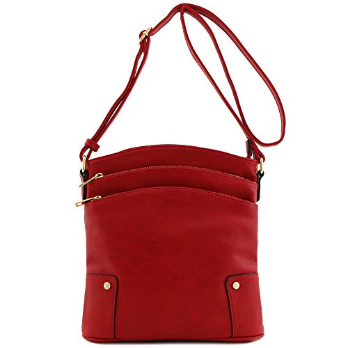 Triple Zip Pocket Large Crossbody Bag Red Buy Online in United Arab