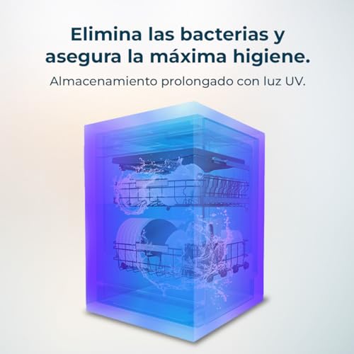 Cecotec Lavavajillas Compacto de 60cm Bolero Aguazero 6620 Dark C, 1850W, 15 Cubiertos, 8 Programas, Motor Inverter, Pantalla FullColor XXL, Smart Wash, Turbo Dry+, AutoClean, Media Carga, Delay Start - imagen 9