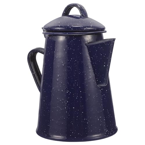 POPETPOP Tetera Esmaltada de 1,2 Litros Asa Ergonómica, Hervidor para Café Azul con Puntos, Hervidor de Agua Doméstico para Uso Diario en Hogar, Oficina y Cafetería