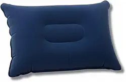 Kit Travesseiro Azul Inflável 50X35cm + Bomba de Ar 17 cm