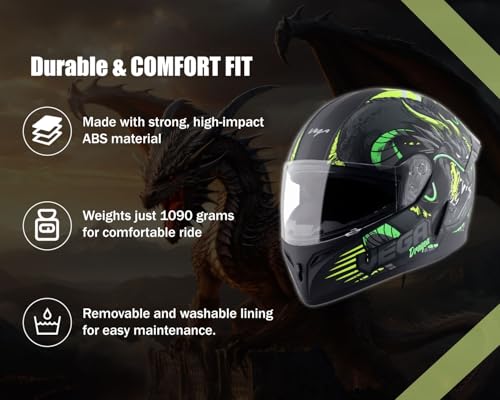 VEGA Voyager DRAGOA! Full Face Riding Helmet Black - Image 3