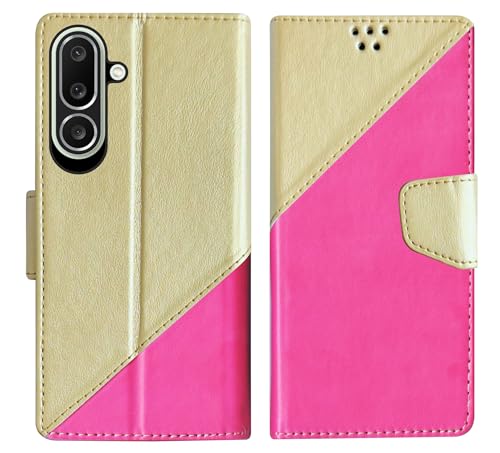 Image of SBMS Flip Cover for Samsung Galaxy M56 5G 6.7 Inch Back Cover Case with Magnatic Closure | Inbuilt Stand | Card & Money Pocket (MultiPink)