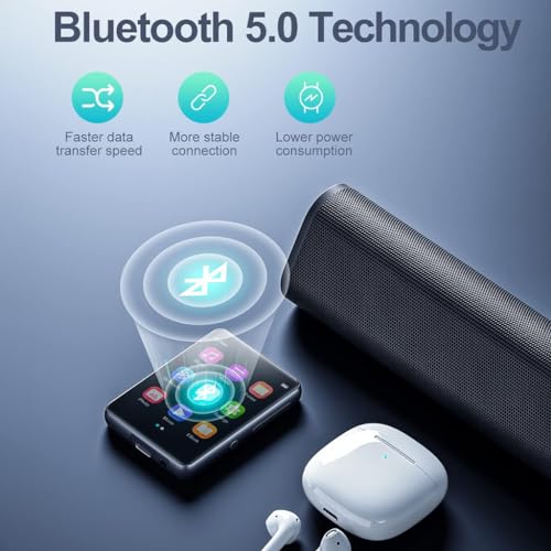 Image of AUDIOCULAR M31 16GB Portable Mp3 Music Player with Bluetooth, 2.4 inch LCD Touch Screen, Video Playback, Built-in Speaker, Voice Recording Function Mini HiFi Lossless Digital Audio Player (16GB - Black)