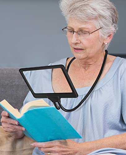 Nzqxjxz 5X Hands Free Magnifying Glass For Reading Flexible Gooseneck Large Full Book Page Magnifier For Neck Wear Repair Sewing Low Eyesight Seniors #TOP19