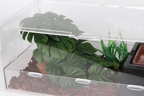 WOLEDOE Reptile Plants for Terrarium, Ball Python Tank Decor Accessories fit Bearded Dragon Crested Leopard Gecko Lizard Chameleon Snake Frog Tortoise Hermit Crab - Fake Monstera - Thumbnail 3