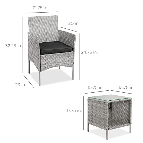 Best Choice Products SKY6360 3-Piece Outdoor Wicker Conversation Bistro Set, Space Saving Patio Furniture thumb #6