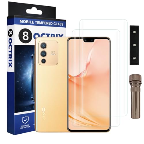 Image of Curved UV Tempered Glass Screen Protector for Vivo V23 Pro | Transparent | Pack of 2 | Full Screen Coverage with UV Installation Kit