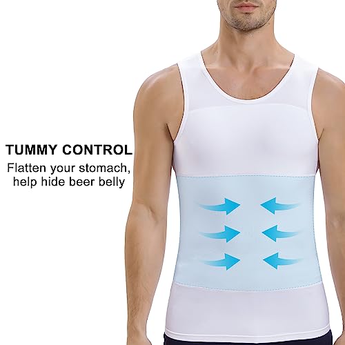 Lgtfy Camisetas masculinas de compressão para ginecomastia, regata modeladora corporal emagrecedora,