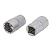 Aexit 1/2-inch Square Hand Operated Tools Drive 16mm 12-Point Shallow Impact Socket Silver Tone 2pcs Model:47as196qo220