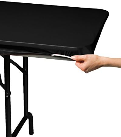 Creative Converting Stay-Put Plastic Table Cover, 29" x 72", Black image 3