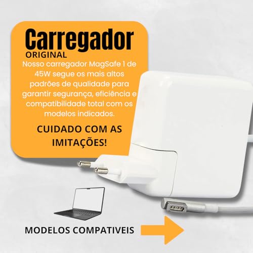 Fonte Carregador 45W Compatível com MacBook Air A1304 A1369 A1370 A1374 | Anos 2008 2009 2010 2011 |