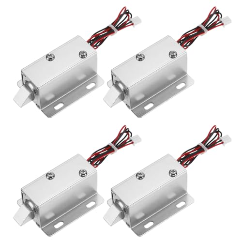 UXCELL DC 12V 1.1A Electromagnetic Solenoid Mini Door Drawer 2.1x1.6x1.1Inch Tongue Down Design Magnetic Lock Function for Cabinet Drawer Safety Lock 4 Pcs