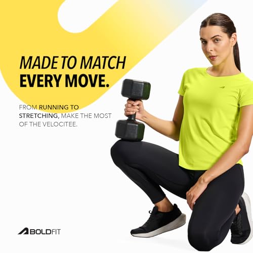 Image of Boldfit Tshirt for Woman Relaxed Fit Gym Tshirt for Women Workout Lightweight T Shirt for Woman Breathable Women T Shirt Round Neck T Shirts for Training, Running, Gym, Yoga, Badminton, Pickleball