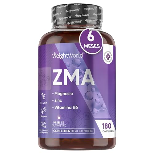 ZMA Magnesio, Zinc y Vitamina B6-180 Cápsulas - Para Músculos, Huesos, Sistema Nervioso y Metabolismo - Suplemento Deportivo Complex de 6 Meses de Suministro - Vegano, Keto y Sin Gluten