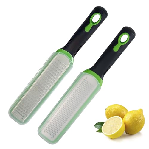 2 Pièces Zesteur, Zesteur Agrumes, Avec Couvercle De Protection, Nettoyable Au Lave-Vaisselle, Poignée Antidérapante, Pour Citron, Fromage, Parmesan, Gingembre, Chocolat (Fines Et Grosses)