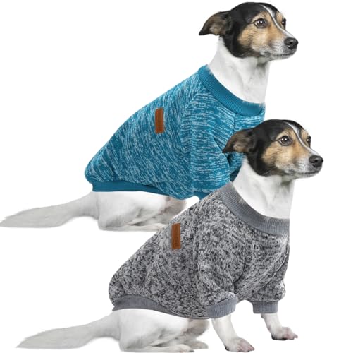 HuaLiSiJi Hundepullover Grosse Hunde Hundepullover Französische Bulldogge, Warm und Leicht, Mit Einer Weichen Textur, Elastizität Leicht zu Tragen (Blau+Grau, 3XL)