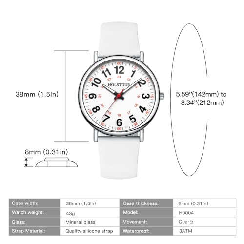 Premium Nurse Watch for Healthcare Professionals with Luminous Dial and Silicone Band - Clear Military Time Display for Accurate Pulse Monitoring - Image 4