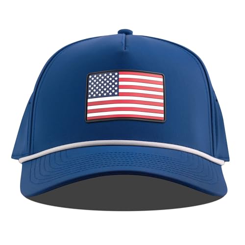Image of Branded Bills Old Glory PVC Curved 5 Panel Rope USA Hat for Men, Baseball Cap, Adjustable Snapback