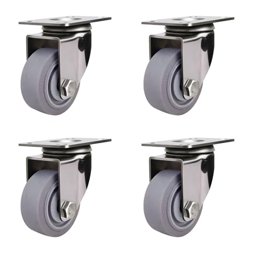 Ruedas Giratorias de Carga Pesada Juego de 4 ruedas giratorias para carrito, industriales con freno, para patas de muebles, ampliamente utilizadas en carritos y bancos de trabajo. Empujar y